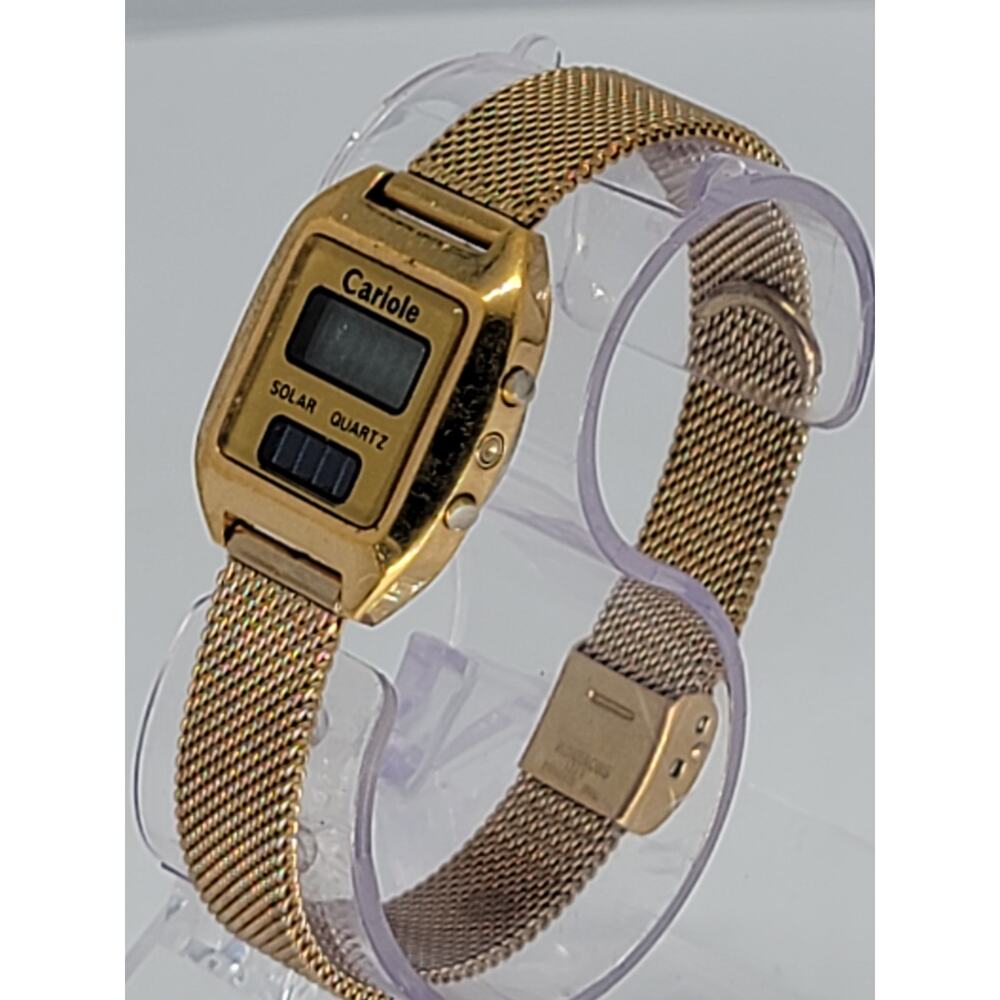 Vintage Cariole Digital LED, LCD Wristwatch Gold Tone Solar Quartz - Picture 4 of 8